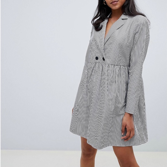 ASOS DESIGN striped cotton smock mini dress - Picture 1 of 3